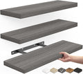 BAYKA Floating Shelves for Wall, Wall Mounted Rustic Wood Shelves for Bathroom, Bedroom, Living Room, Kitchen,Small Hanging Shelf for Books/Storage/Room Decor (Grey, Set of 3, 15.7in)-Ruum Studio Home