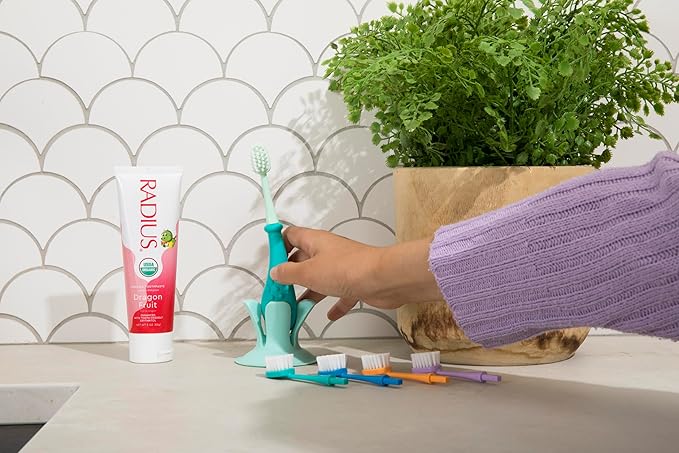 RADIUS USDA Organic Kids Toothpaste 3oz Non Toxic Chemical-Free Gluten-Free Designed to Improve Gum Health for Children's 6 Months and Up - Dragon Fruit - Pack of 3-Ruum Studio Home