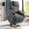 VIVIJASON Power Lift Chair Electric Recliner for Elderly Heated Vibration Massage Fabric Recliner Chair with 2 Remote Controls, Cup Holders, Side Pockets & USB Ports for Living Room (Grey)-Ruum Studio Home
