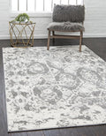 Unique Loom Rosso Collection Vintage, Geometric, Bohemian, Traditional, Distressed, Southwestern Area Rug, Rectangular 5' 0" x 8' 0", Light Gray/Ivory-Ruum Studio Home