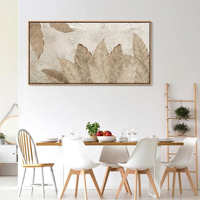 Minimalist & Modern Art for Bedroom Decor Framed Abstract Artwork for Walls Neutral & Contemporary Beige Wall art - Artwork for Living Room and Boho Style Large Abstract Wall Art 24×48IN-Ruum Studio Home