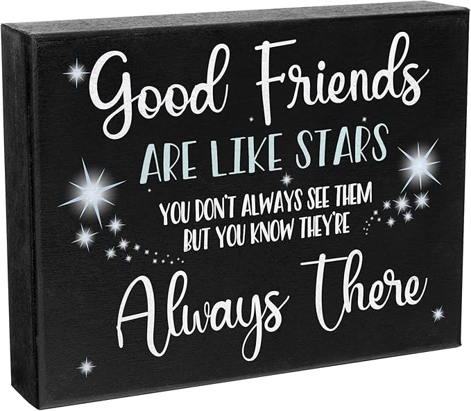 Good Friends Are Like Stars Wooden Sign – Sentimental Gift for Best Friend, Rustic Wall Hanging Decor, Friendship Keepsake, American Made, Thoughtful Birthday-Ruum Studio Home