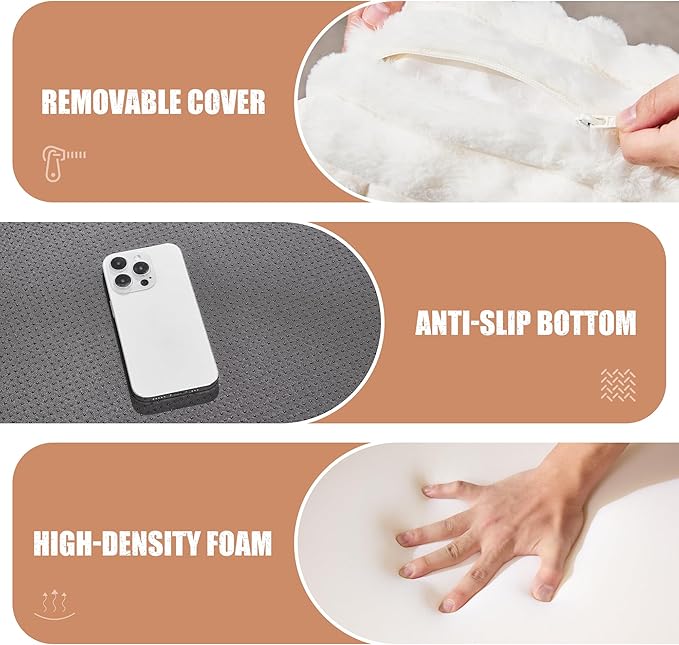 Hobestluk Rectangle Ottoman Memory Foam Footrest for Couch with Removable Cover Large Floor Seating for Adults Ottoman Coffee Table for Living Room, Bedroom or Office (Strip White, Footrest)-Ruum Studio Home