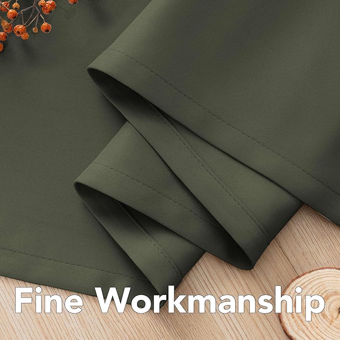 H.VERSAILTEX Blackout Window Curtain Panels Thermal Insulated Room Darkening Solid Grommet Curtains/Drapes for Bedroom Privacy Protection (Set of 2 Panels,52 by 63 Inch Long, Olive)-Ruum Studio Home