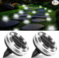Solar Ground Lights Outdoor 2 Pack Waterproof, Upgraded Solar Garden Lights with 4 Side Light, Stainless Steel Solar Powered Disc Landscape Light for Walkway Pathway Lawn Yard Patio Deck-Cool White-Ruum Studio Home