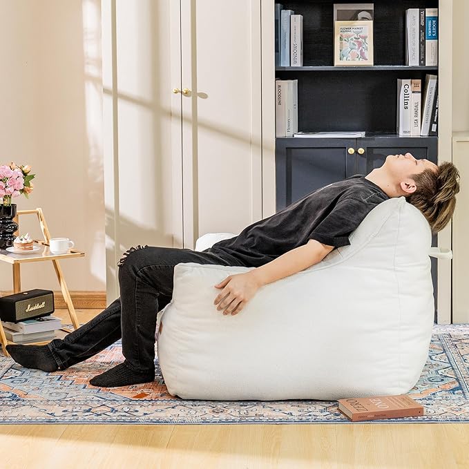 Bean Bag Chair for Adults, Comfy Tufted Bean Bag Chair Sofa with Armrests, Lazy Beanbag Chair with Foam Filler Stuffed Bean Bag Couch Sofa for Reading in Bedroom, Living Room and Dorms-Ruum Studio Home
