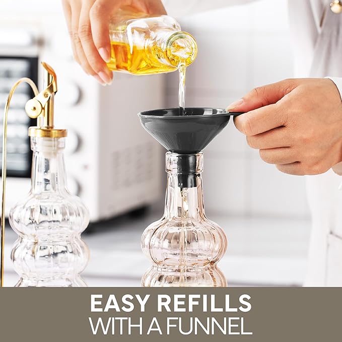 COOK WITH COLOR Glass Olive Oil Bottle Dispenser - 2 Pack- 17oz Oil and Vinegar Cruet - Olive Oil Carafe Decanter for Kitchen-Ruum Studio Home