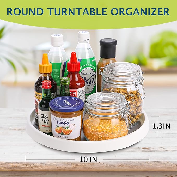 Set of 6, 10 Inch Non-Skid Lazy Susan Turntable, Lazy Susan Organizer for Cabinet, Pantry Organization, Kitchen Storage, Bathroom Sink Cabinet, Refrigerator, Countertop, Spice Rack (6 Pack 10 in)-Ruum Studio Home