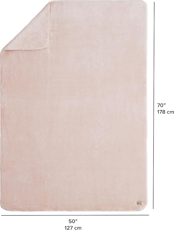 UGG Whitecap Plush Throw Blanket Fleece Lightweight Soft Throw for Couch or Bed Luxury Home Decor for Living Room Washable Hypoallergenic Blankets for Dorm Decor, 50-inch x 70-inch, Light Pink Quartz-Ruum Studio Home