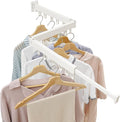 Clothes Drying Rack Wall Mounted, Laundry Drying Rack Collapsible, Space Saving Wall Drying Rack Clothing Foldable, Tri-Fold Retractable Rack Outdoor Indoor with 18 Hooks(White，Loop-Shape Hooks)-Ruum Studio Home