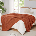 L'AGRATY Chunky Knit Blanket Throw: 72''x84'' Chenille Chunky Knitted Throw Blankets for Bed Couch - Handmade Thick Big Cable Knit Blanket - Large Crochet Rope Blankets for Home Decor(Rusty Orange)-Ruum Studio Home