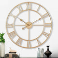 CLXEAST Champagne Gold Metal Wall Clock, Large Roman Numeral 24 Inch Wall Clocks for Living Room Decor,House Warming Gifts New Home-Ruum Studio Home