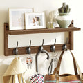 AMBIRD Wall Hooks with Shelf - Wooden Entryway Organizer with 5 Dual Hooks, Retro Wall-Mounted Coat Hook Rack for Bathroom, Living Room, Bedroom (17.12 Inch)-Ruum Studio Home