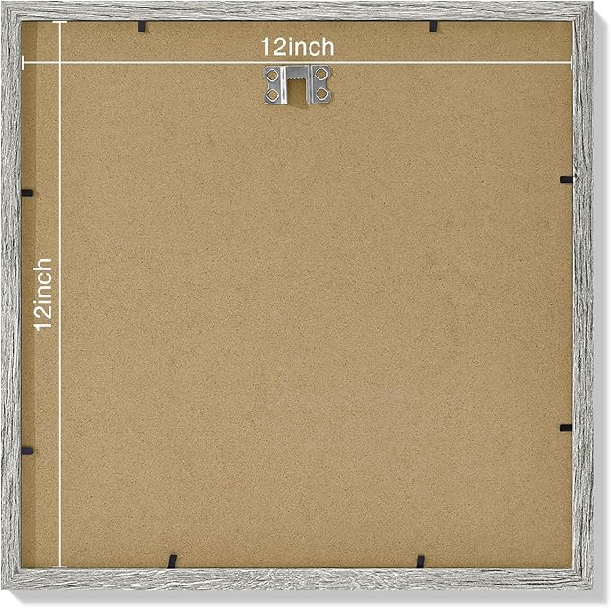 Vittanly 12x12 Picture Frames Set of 9, Shatter Resistant Plexiglass, Display 8x8 Pictures with Mat or 12x12 without Mat, Photo Frames for Wall Mount, Engineered Wood, Grey-Ruum Studio Home