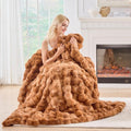 BENVWE Faux Fur Throw Blanket for Couch Bed - Fluffy Soft Thick Bubble Blanket for Living Room Home Decor - Fathers Day Birthday Gifts for Women Men, Tie-dye Caramel, 60" x 80"-Ruum Studio Home