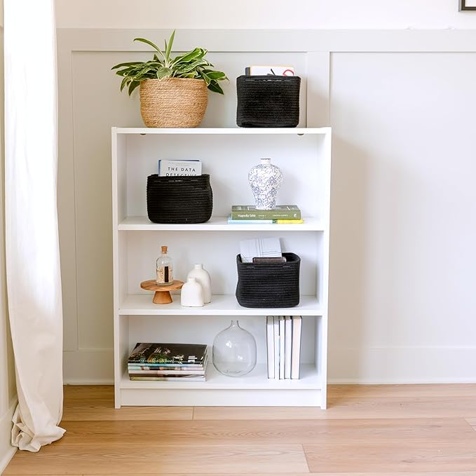 NaturalCozy Storage Cubes 9”x9”x7”Cotton Rope Woven Baskets for Organizing 3-Pack | 9 Inch Cube Storage Bin | Small Basket for Shelf Nursery, Pantry, Decorative Plant, Bathroom Closet, Toy Gift-Ruum Studio Home