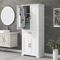 72.2" Tall Storage Cabinet with 4 Doors and Drawer, Freestanding Linen Cabinet, Wooden Pantry with Adjustable Shelf for Kitchen, Bathroom, Living Room White-Ruum Studio Home