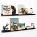 Fun Memories Picture Ledge Shelf, 48 Inch Floating Shelves Set of 2, Large Nursery Book Shelves for Toys Storage, Kids Bookshelf Wall Mounted for Wall Decor Books Photo Frames, Black-Ruum Studio Home
