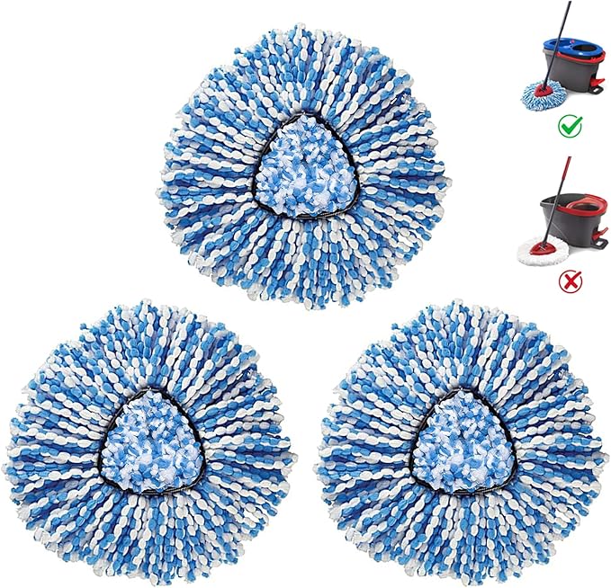 BonusLife 3-Pack Mop Head for O-Ceda RinseClean Spin Mop Refill 2-Tank System Only Easy Cleaning Microfiber Replacement-Ruum Studio Home