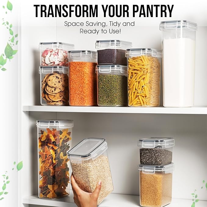 WHITE FEATHER SUPPLIES 40 PCS Airtight Food Storage Containers with Lids - BPA Free Durable Plastic Leakproof Flour Sugar Cereal Containers Storage for Pantry Organization - Dishwasher Safe-Ruum Studio Home