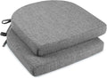 downluxe Indoor Chair Cushions for Dining Chairs, Soft and Comfortable Textured Foam Kitchen Chair Pads with Ties and Non-Slip Backing, 16" x 16" x 2", Dark Grey, 2 Pack-Ruum Studio Home