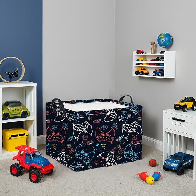 HIYAGON Rectangular Game Basket for Boys Kids Baby Storage Basket Storage Bin Organizer Box Room Decor(Game)-Ruum Studio Home