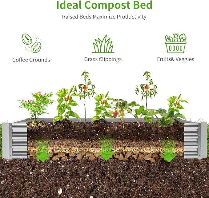 Land Guard 2 Pack 6×3×1ft Galvanized Metal Raised Garden Bed, Metal Planter Kit Box Outdoor for Deep-Rooted Vegetables, Flowers, Green and Herbs……-Ruum Studio Home