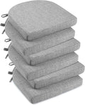 downluxe Indoor Chair Cushions for Dining Chairs, Soft and Comfortable Textured Foam Kitchen Chair Pads with Ties and Non-Slip Backing, 16" x 16" x 2", Light Grey, 6 Pack-Ruum Studio Home