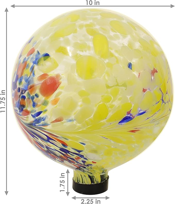 Sunnydaze 10-Inch Gazing Ball for Garden - Glass Gazing Globe for Outside - Garden Orb Yard Decor - Bright Summer Burst-Ruum Studio Home