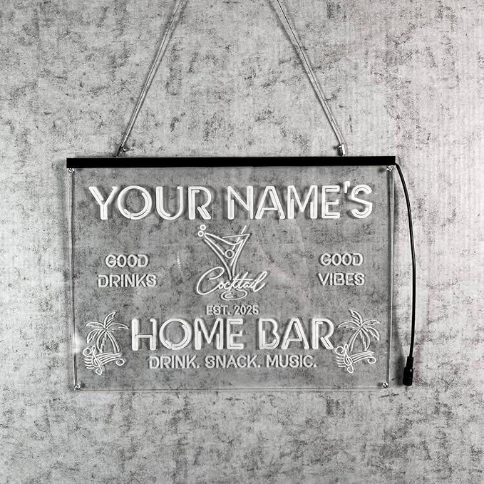 Personalized Cocktail Bar Signs with Your Name for home wall light up with personalized pub name, man cave accessories, beer themed neon customizable lighted sign-Ruum Studio Home