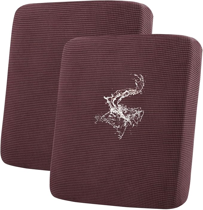 hyha Waterproof Couch Cushion Covers for Pets, Non Slip Sofa Seat Cover for Dogs Washable, Soft Thick Stretch Jacquard Fabric, Sofa Slipcovers with Elastic Bottom (2 Pieces, Chocolate)-Ruum Studio Home