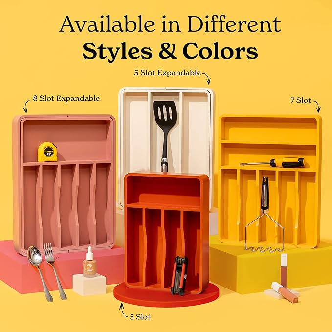 SMIRLY Silverware Drawer Organizer – Bamboo Kitchen Drawer Organizer, Adjustable Utensil Holder and Cutlery Tray, Drawer Dividers for Flatware and Kitchen Utensils-Ruum Studio Home