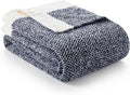 Snuggle Sac Heather Navy Twin Size Blankets, Super Soft Microfiber, Warm Cozy Knit Fuzzy Plush Blankets for Sofa, Bed, Living Room, Navy, 60x80 inches-Ruum Studio Home