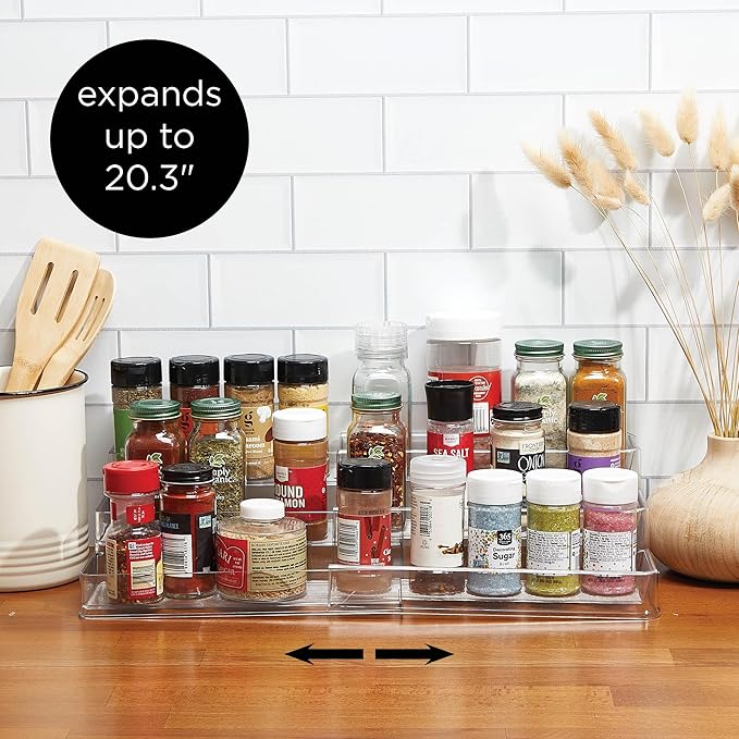 SIMPLEMADE 3-Tier Spice Rack Organizer - Versatile Storage Shelf for Kitchen, Bathroom, Bedroom & Office, Set of 1, Expandable Clear-Ruum Studio Home