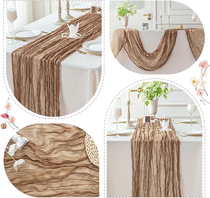 Sioloc Nude Cheesecloth Table Runner Fall Autumn Decor for Home 10ft Table Cloth for Tea Wedding Birthday Party Baby Bridal Shower Halloween Thanksgiving-Ruum Studio Home