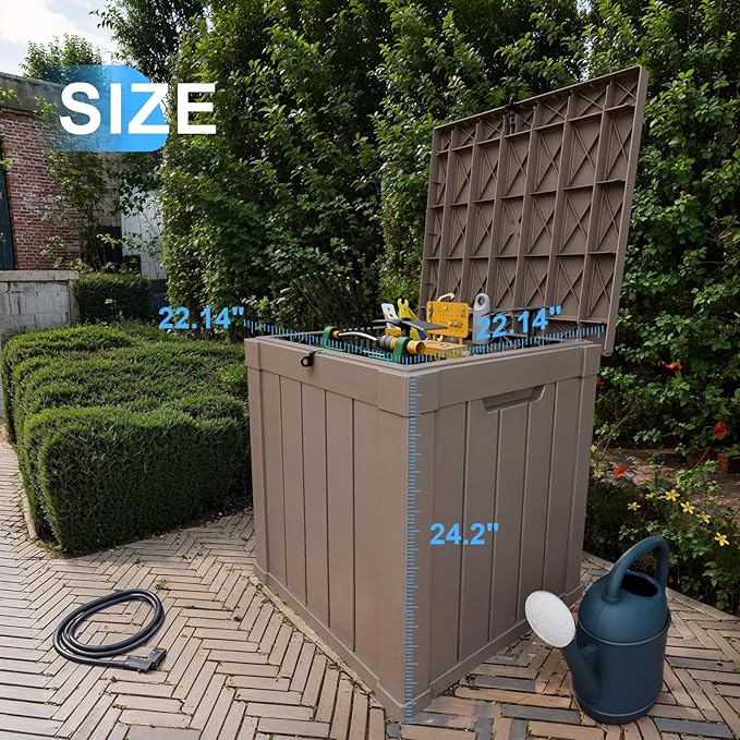 50 Gallon Deck Box Large Outdoor Storage for Patio Furniture,Outdoor Cushions,Garden Tools and Pool Supplies,Waterproof,Resin,Lockable(Grey)-Ruum Studio Home