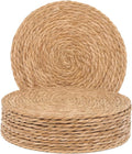 Defined Deco Woven Placemats Set of 10, 13" Round Rattan Placemats,Natural Hand-Woven Water Hyacinth, Farmhouse Weave Place Mats, Rustic Braided Wicker Table Mats for Dining Table, Home, Wedding-Ruum Studio Home