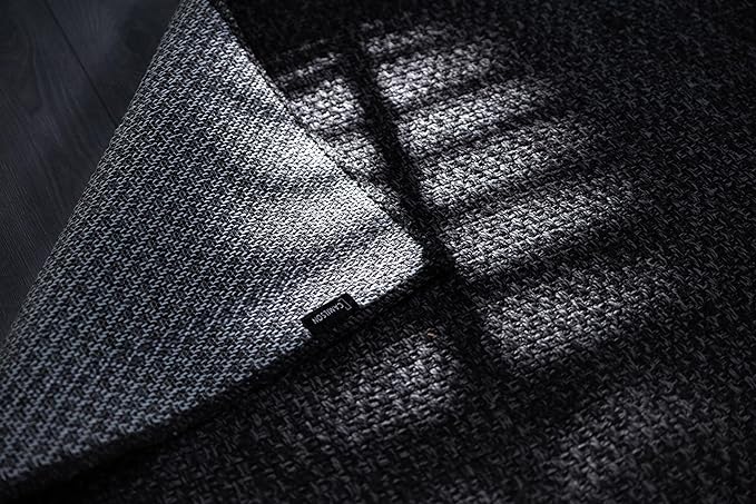 CAMILSON Easy Jute Rug 8x10, Indoor Outdoor Dark Gray Black Farmhouse Area Rugs for Living Room Patio and Kitchen Rug Solid Boho Woven Design Easy-Cleaning Washable Outside Carpet Alfombras (8 x 10)