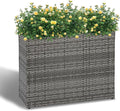 LEWIS&WAYNE Large Rectangular Block Planter Box Handmade Wicker Tall Planters for Outdoor Plants with Removable Liners Modern Planter for Indoor Outdoor Patio Deck - Gray, 32''x11''x24''-Ruum Studio Home