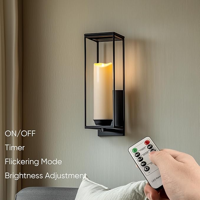 Homemory 4"x12" Outdoor Waterproof Flameless Candles with Timers and Remote Control, Battery Operated Candles, LED Plastic Candles, Ivory White, Set of 2-Ruum Studio Home