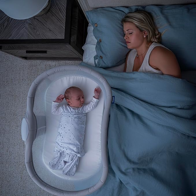 HALO BassiNest Soothing Swivel Sleeper 3.0S – Over-Bed Baby Bassinet with 360 Rotation, Adjustable Height, Breathable Mesh, Calm Sounds & Vibrations, Safe Close Sleeping, Lowering Wall for Easy Access-Ruum Studio Home