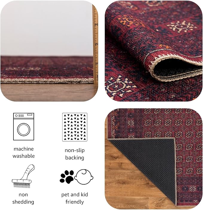 Keen Home Design 2x12 Rug - Machine Washable Runner with Non-Slip Backing, Ideal for Hallway, Entryway, Kitchen, Laundry Room - Vintage, Easy Clean, Durable, Low Pile Rug - (2'6" x 12')-Ruum Studio Home