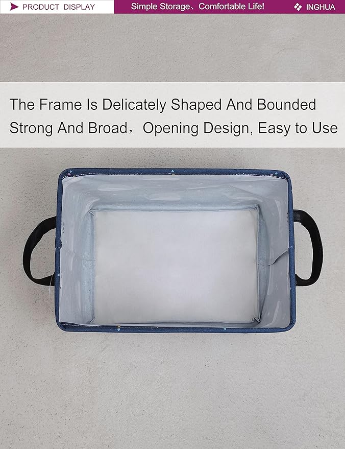 Rectangular Storage Basket Fabric Organizer Bin for Toys,Books,Clothes,Gifts,Pets-Perfect for Home,Office,Nursery,Dorm,Shelf(Rec-Blue Whale )-Ruum Studio Home