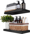 BGMG Wood Floating Shelves 18 inch,Black Floating Shelves,Solid Wood Wall Shelves for Bathroom Living Room Bedroom Kitchen Farmhouse Set of 2-18x 6.7 x1.25 inch-Ruum Studio Home