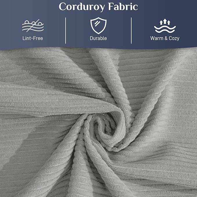 Convertible Sleeper Sofa Bed with Pillow, 4-in-1 Corduroy Folding Mattress Couch with Fixed-Shape Frame, Futon Fold Out Floor Sofa Cama Lounge Couch for Living Room Bedroom, Light Grey-Ruum Studio Home