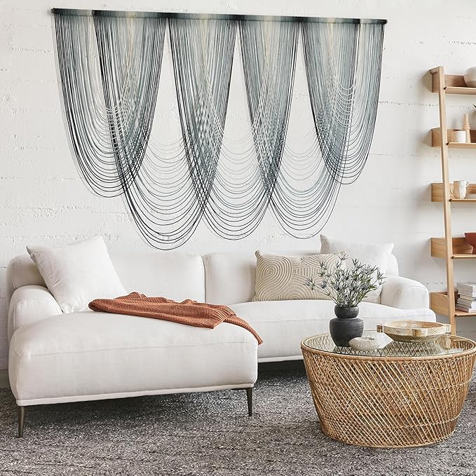 IOWER Large Macrame Wall Hanging Dip-Dyed Macrame Wall Decor Boho Wall Decor Craftsmanship Fiber Art 57" W x 41" L-Ruum Studio Home