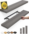 BAYKA Floating Shelves, 22.5" Wall Mounted Wood Shelves for Bathroom, Bedroom, Living Room, Kitchen, Hanging Shelf for Books/Storage/Decor (Grey,Set of 2)-Ruum Studio Home