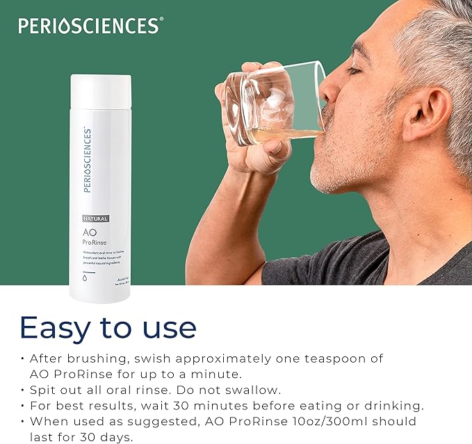 PerioSciences AO ProRinse Natural Mouthwash with Antioxidants and Amino Acids – Orthodontic Mouthwash – Fluoride-Free, 10 Fl Oz / 300ml-Ruum Studio Home