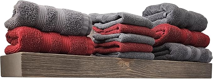 joelsantiques 24 Inch Wooden Floating Shelves for Wall - 24x6x2 in - Made of Natural Wood - Short Heavy Duty Rustic Wall Shelves for Bedroom - Perfect for Bathroom, Kitchen - Grey-Ruum Studio Home