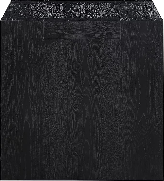 Steve Silver Furniture Aubrey Black End Table, Living Room/Bedroom, Contemporary/Modern Design, Bottom Storage Shelf, Chair Side/Media Table, 24'L x 24" W x 24" H, Black-Ruum Studio Home